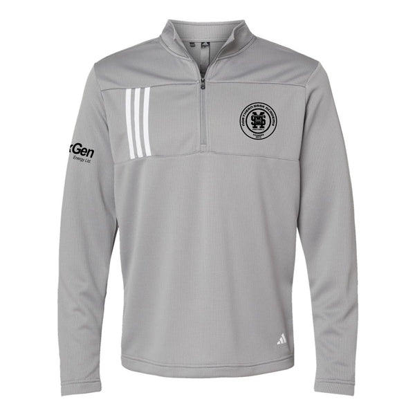 ACAD - Adidas 3-Stripes Double Knit Quarter-Zip Pullover Grey