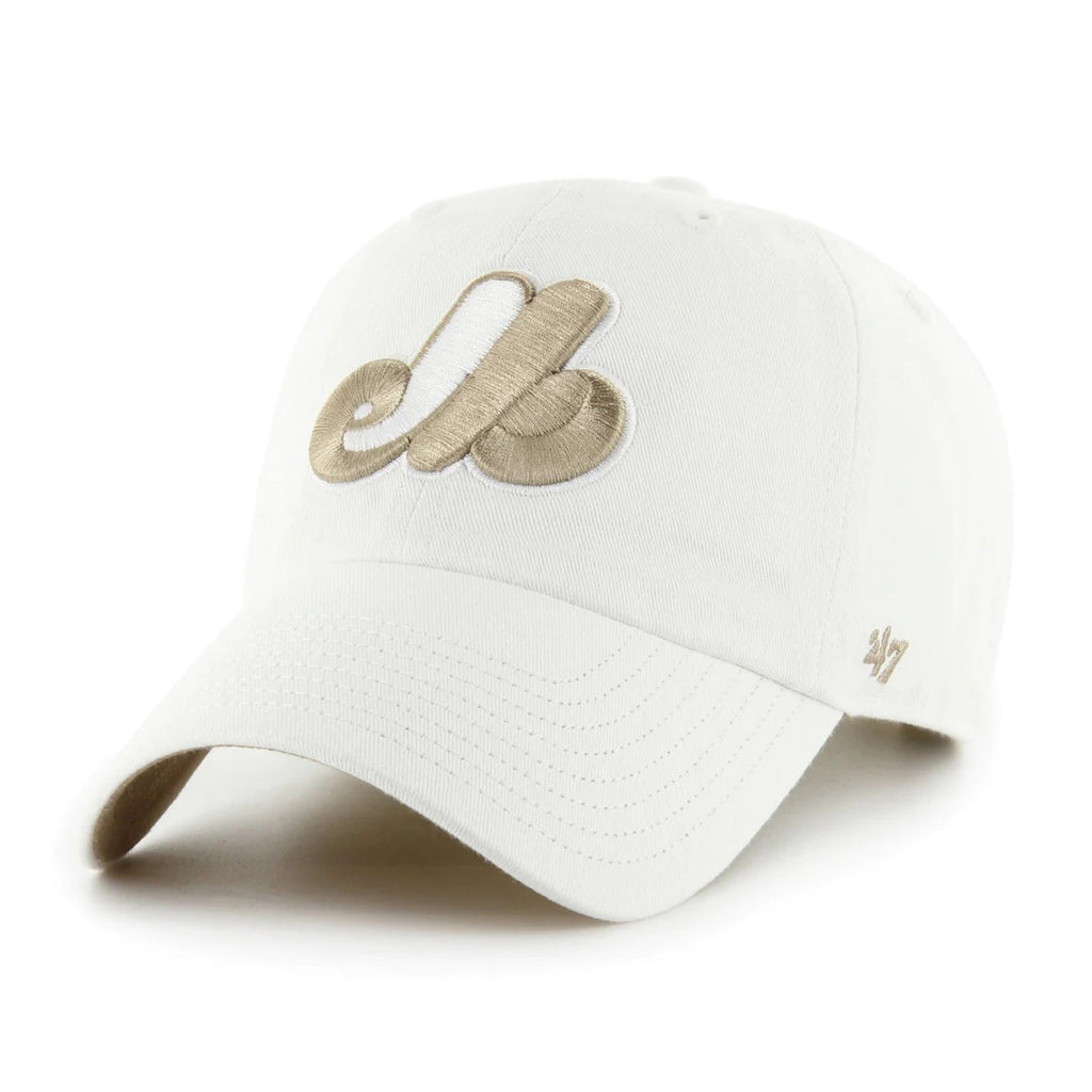 Montreal Expos MLB 47 Brand Men’s White/Khaki White Noise Clean Up Adjustable Hat